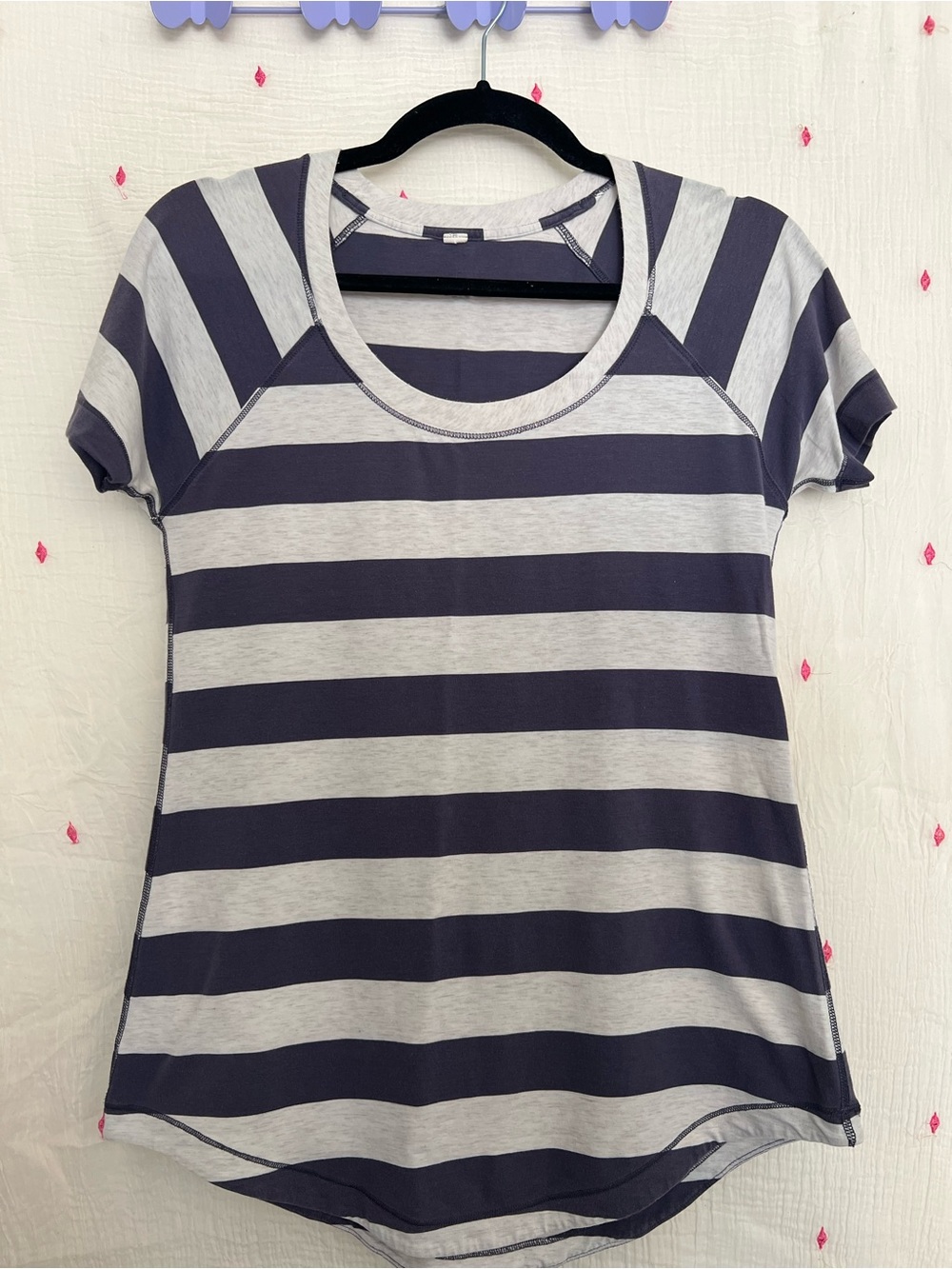 lululemon athletica Striped Short-Sleeve Tee in Gray & Navy